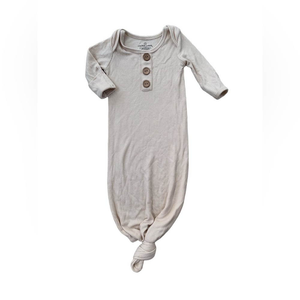 Caden Lane Size Newborn - 3 Months Neutral Tan Waffle Knit Bamboo Sleeper Gown